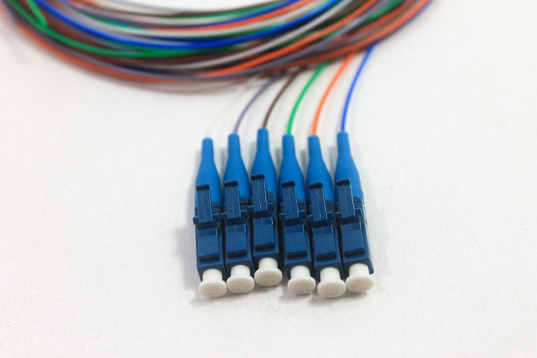 9/125/900µm Singlemode LC/UPC Color Coded Pigtails, 3 Meters (6pcs/pac ...
